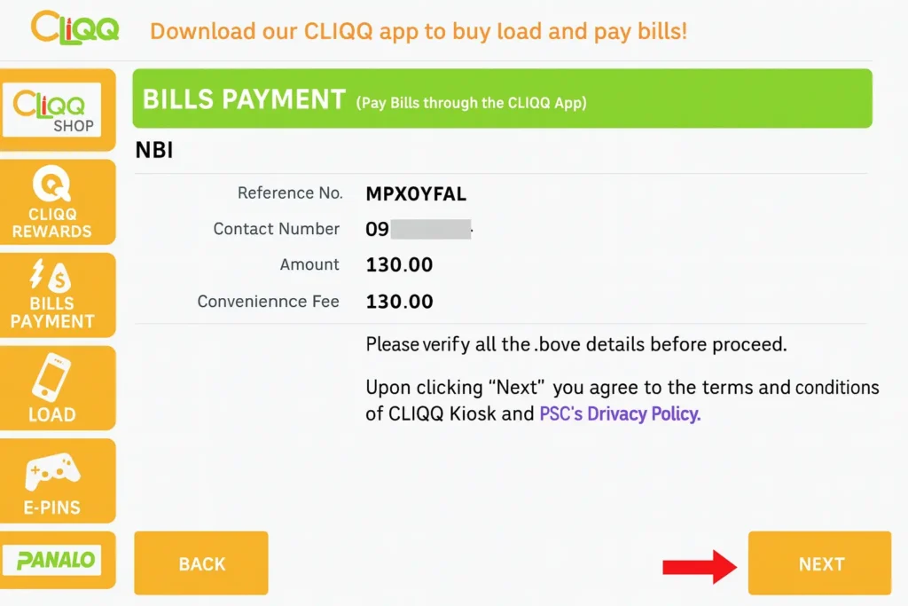 NBI Clearance CLiQQ Mobile App Fee Submit