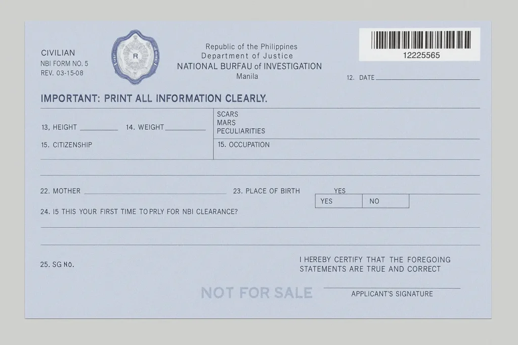 NBI Clearance Form No 5