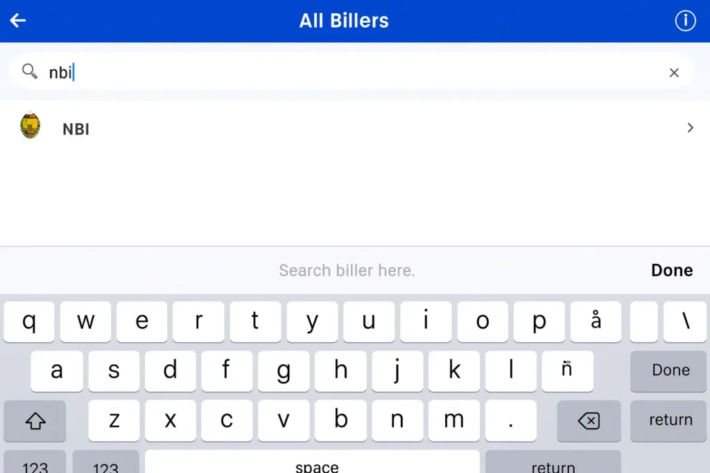 Select NBI in GCash App for fee