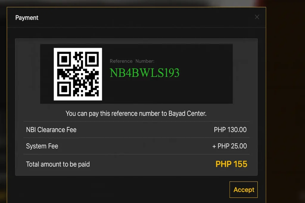 NBI Clearance Fee With Reference ID