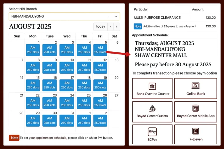 NBI Clearance Online Appointment schedule 2025