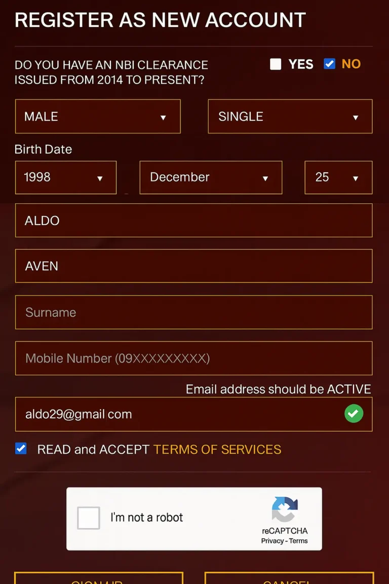 NBI Clearance Online Registration Form
