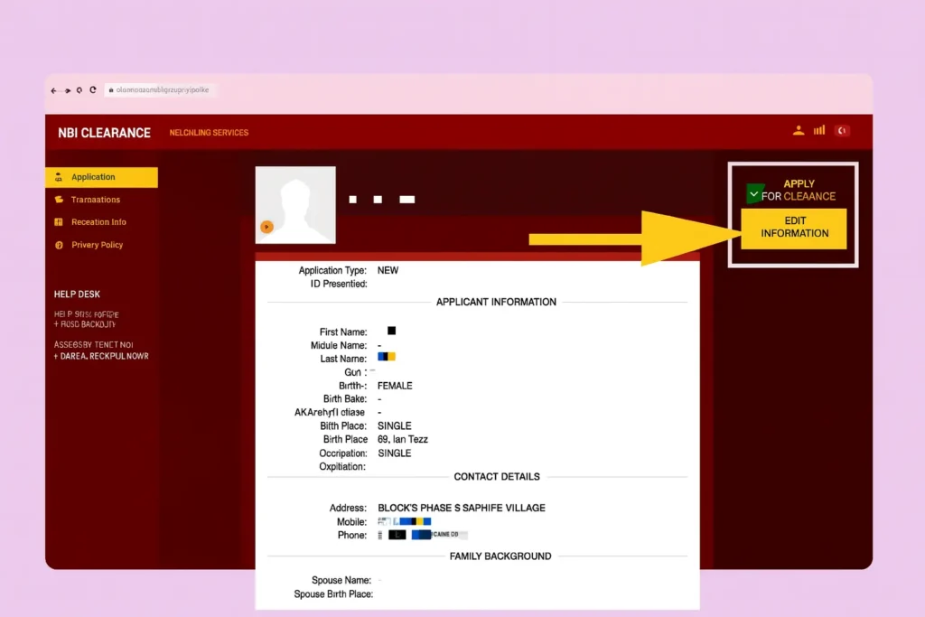 Edit NBI Information Online 
